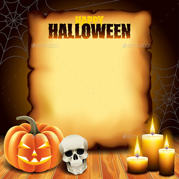 Paper with Pumpkin, Skull and Candles - Halloween Seasons/Holidays