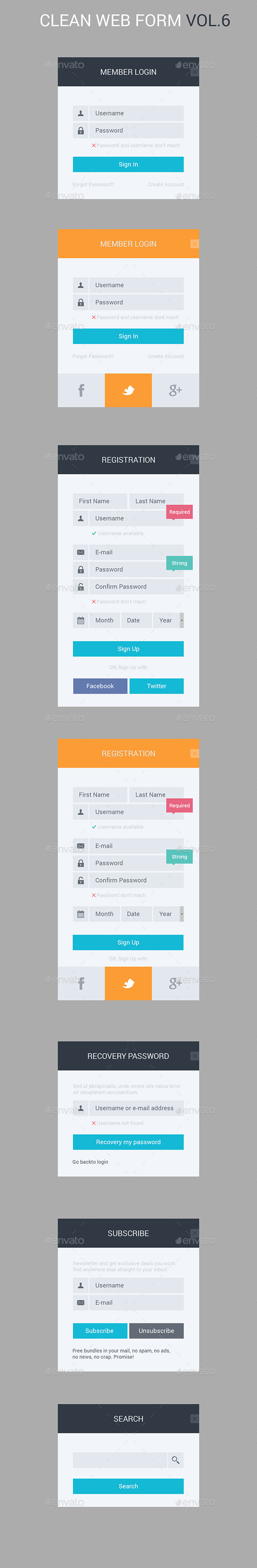 Clean Web Forms vol.6 - Forms Web Elements