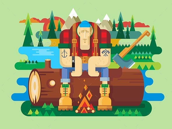 Sawyer Sitting on Log - Landscapes Nature