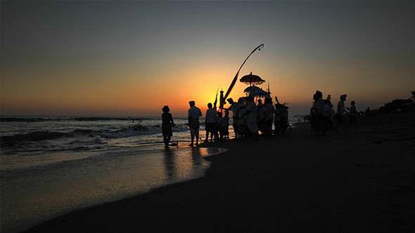 Bali Hindu Ritual Ceremony on the Beach