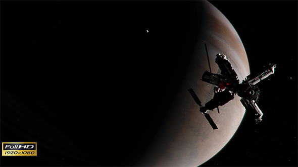 Space Station on Planets Orbit