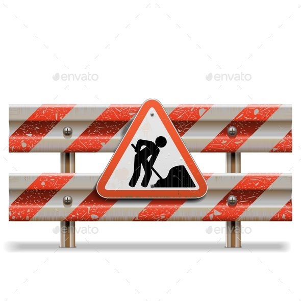 Vector Old Barrier with Sign - Industries Business
