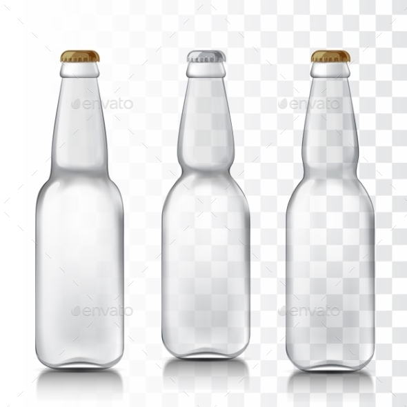Set Realistic Glass Bottles. - Objects Vectors