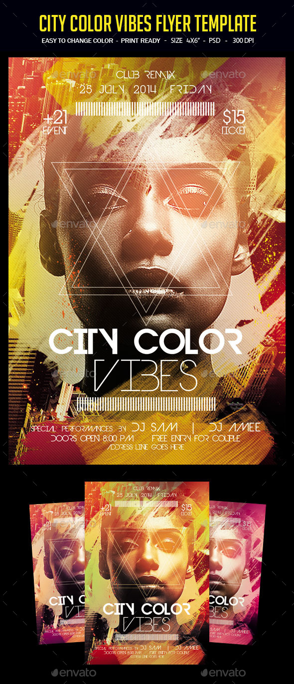 City Color Vibes Flyer Template - Clubs & Parties Events