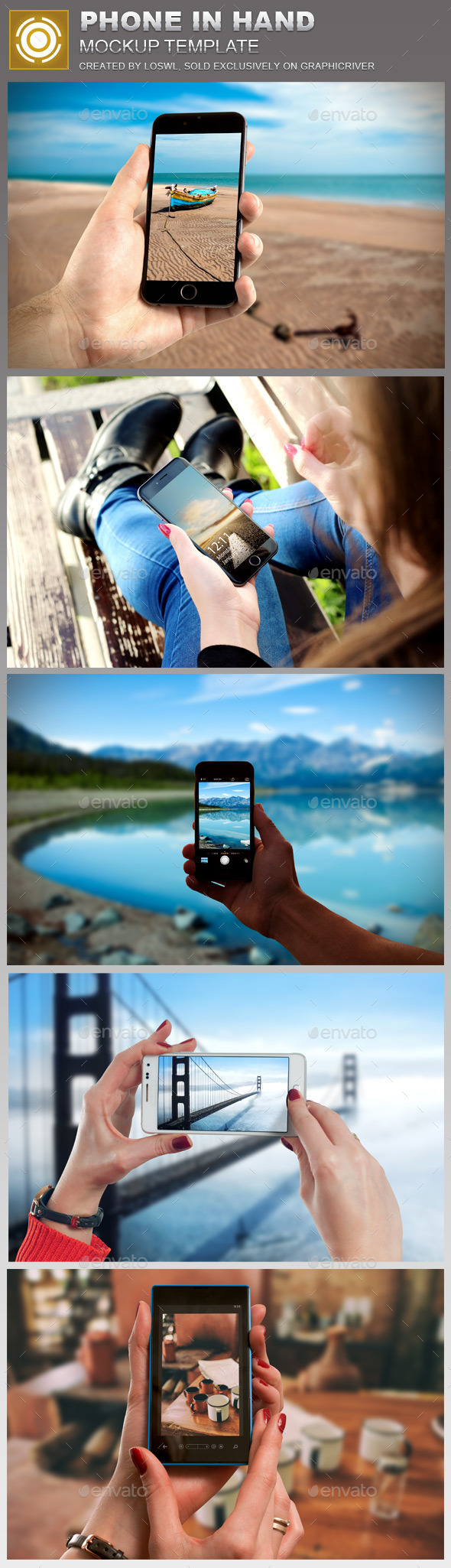 Phone in Hand Mockup Template - Mobile Displays