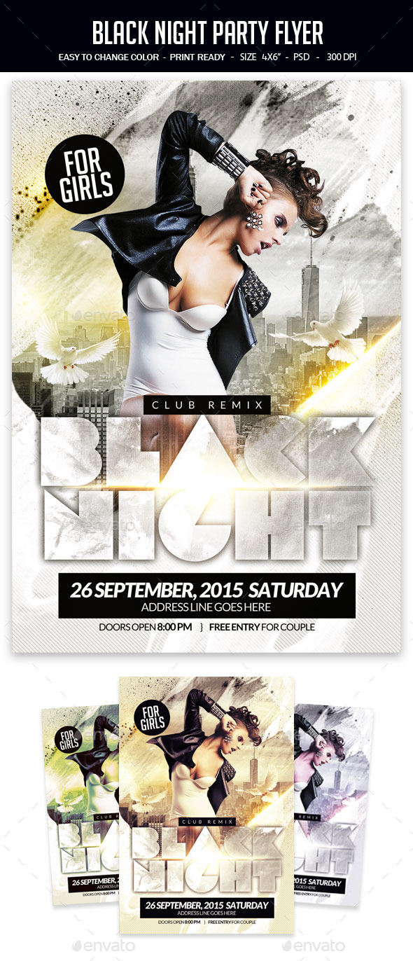 Black Night Party Flyer - Clubs & Parties Events
