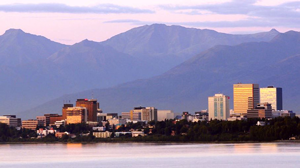 Cook Inlet Port of Anchorage Downtown City Skyline