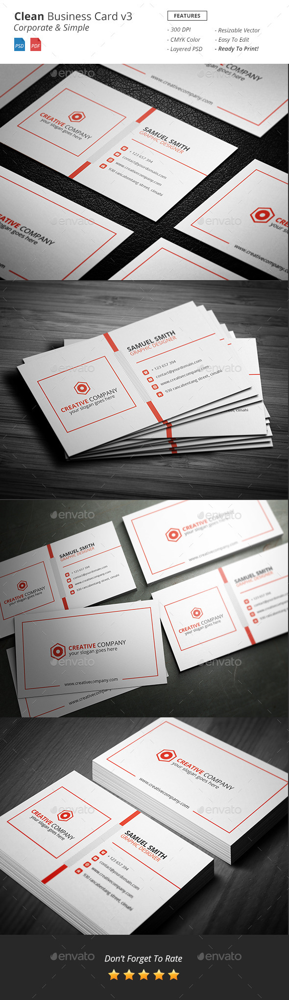 Clean - Corporate Bussiness Card v3 - Corporate Business Cards