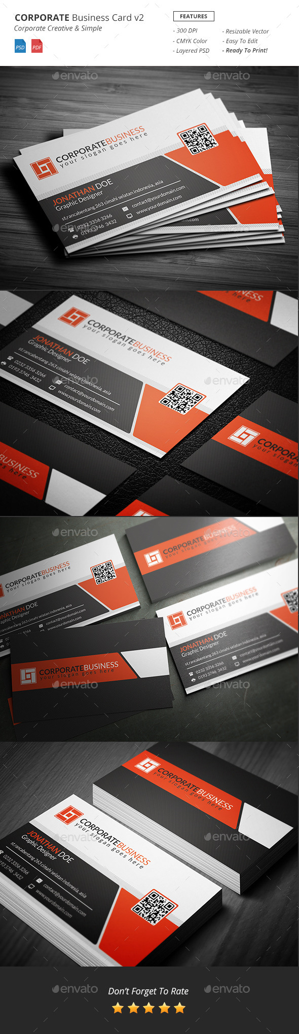 Corporate Business Card Template v2 - Corporate Business Cards