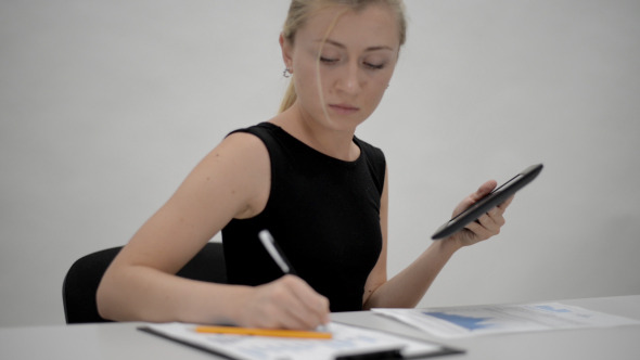 Paper Work with Tablet in Office Paper Work with Tablet in Office