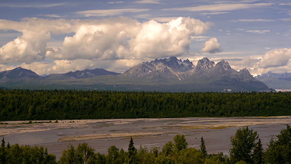 Clouds Pass Quickly Over Alaska Mountains Denali