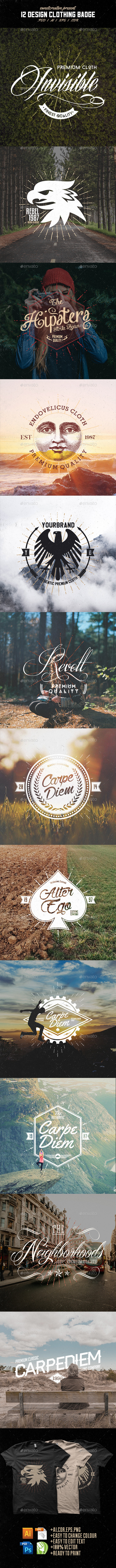 12 Vintage Clothing Logo Badges & Labels V3 - Badges & Stickers Web Elements