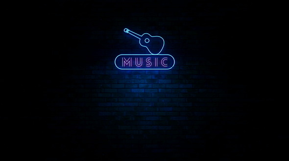 Music Neon Light Sign Flickering Music Neon Light Sign Flickering