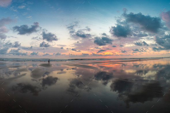 Sunset on the beach of Matapalo in Costa Rica - Stock Photo - Images