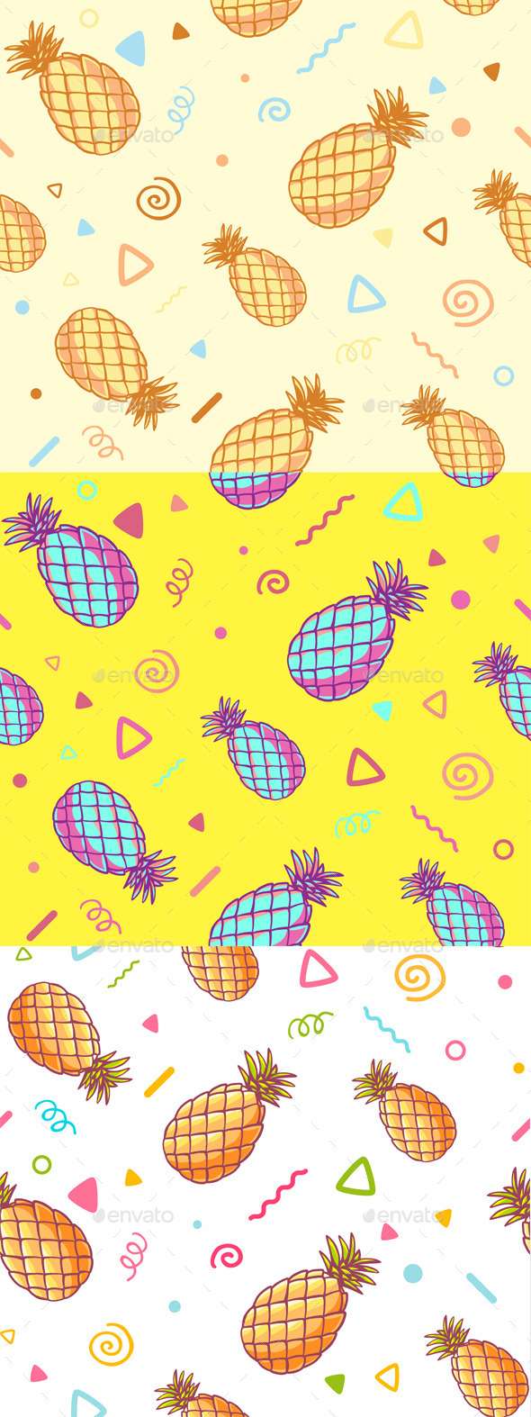 Three Fashionable Patterns with Pineapples - Patterns Decorative