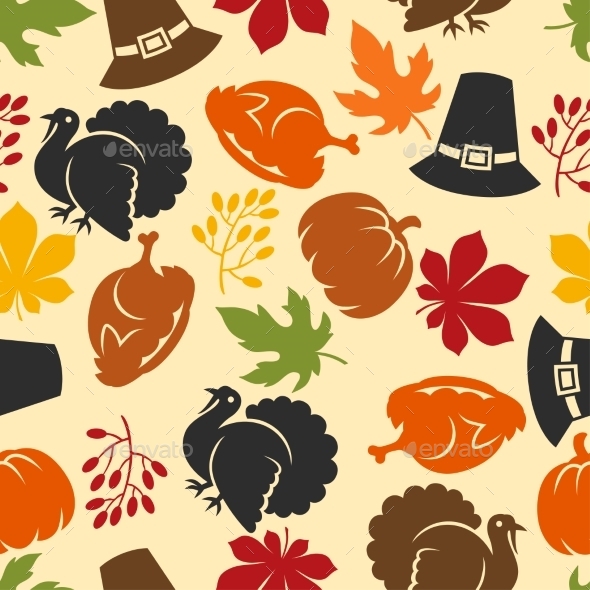 Happy Thanksgiving Day Seamless Pattern - Seasons/Holidays Conceptual