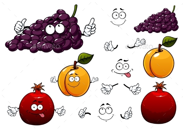 Grape Apricot And Pomegranate Fruits Grape Apricot And Pomegranate Fruits