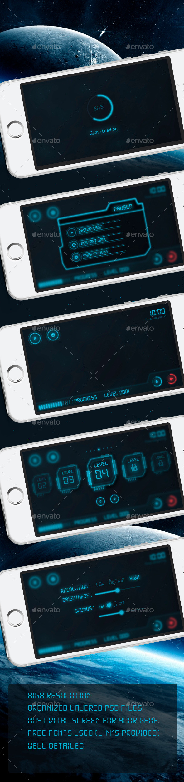 Sc-fi game ui for space games - User Interfaces Game Assets