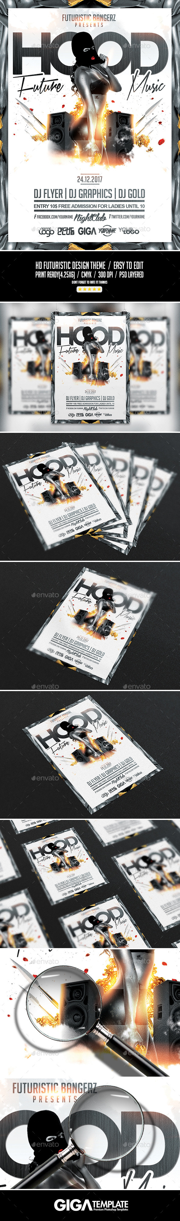 Hood Future Music | Hip-Hop Flyer PSD Template - Events Flyers