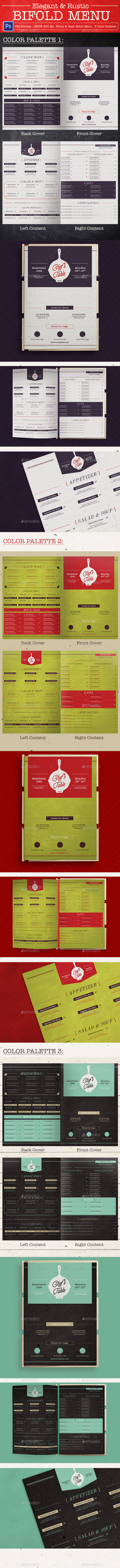 Elegant Rustic Bifold Menu - Food Menus Print Templates