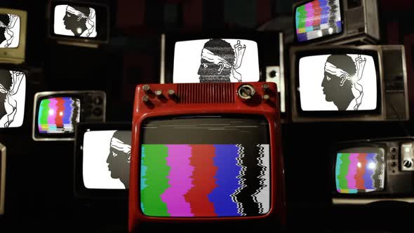 Corsica flag on Retro TVs. alt