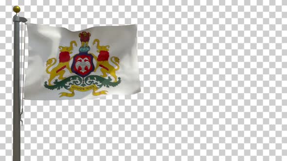 Karnataka Flag (India) on Flagpole with Alpha Channel - 4K alt