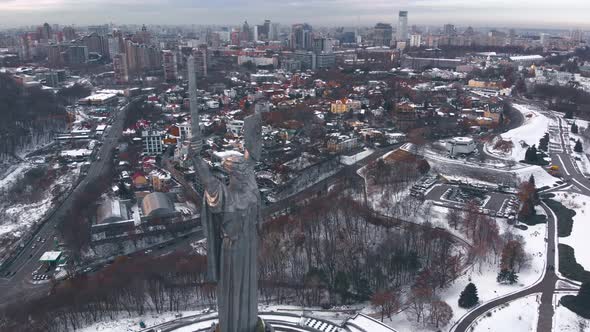 Aerial View of Monument Motherland, Kiev, Ukraine