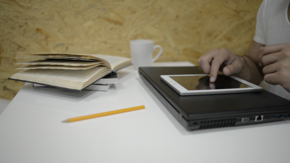 Man Using Tablet  alt