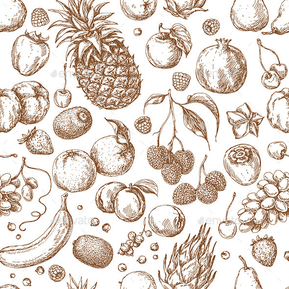 Seamless Pattern with Different Fruits Seamless Pattern with Different Fruits