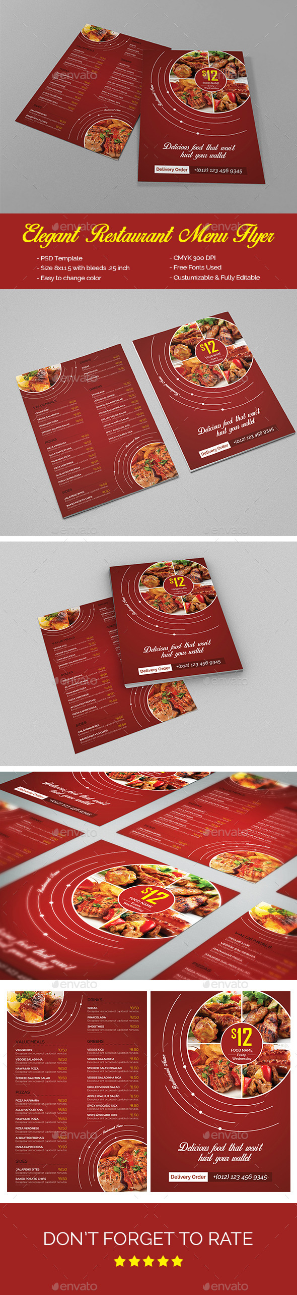Elegant Restaurant Menu Flyer - Food Menus Print Templates