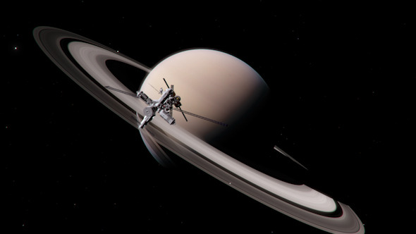 Flight to Saturn Planet