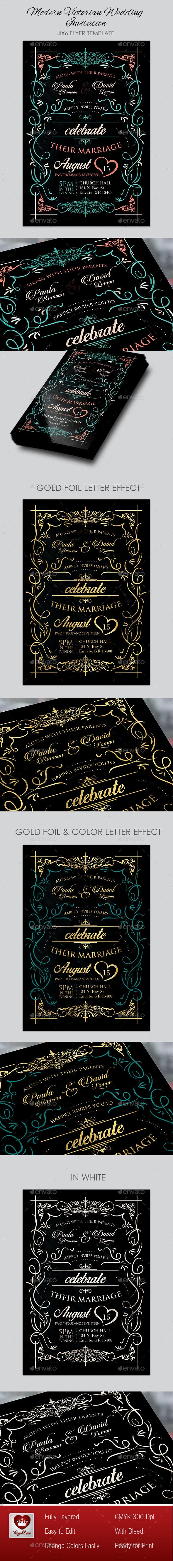 Modern Victorian Wedding Invitation I - Invitations Cards & Invites