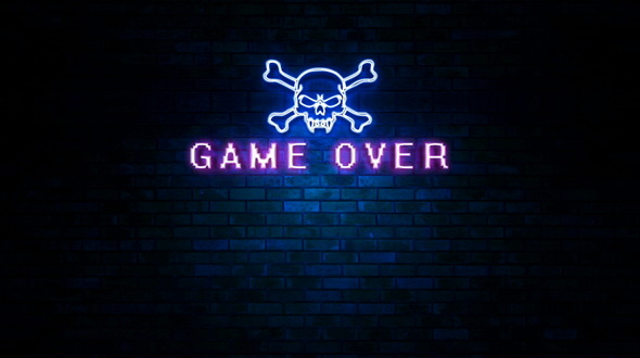  Game  Over  Skull  Neon Light Sign by IANM35 VideoHive