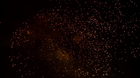 Amazing Golden Rain Fireworks On Black Sky