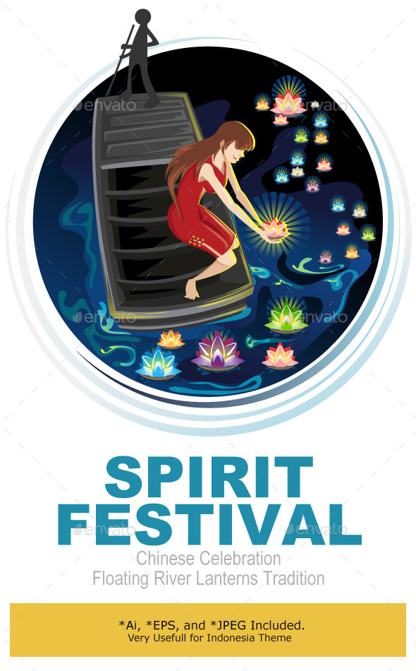 Spirit Festival Floating River Lanterns - Religion Conceptual