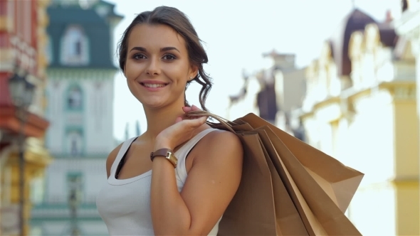 Beautiful Girl Walks Down The Street Beautiful Girl Walks Down The Street