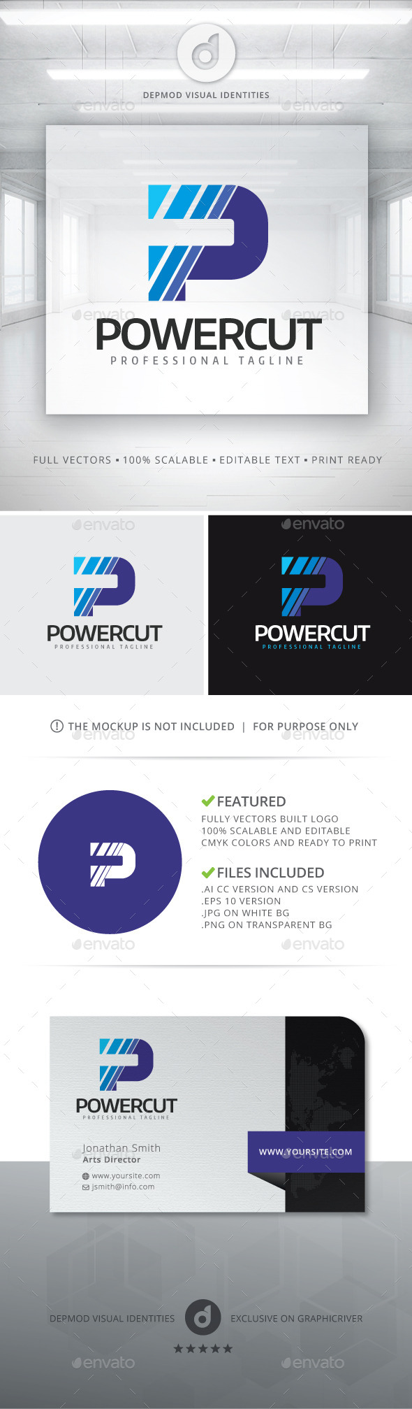 Power Cut Logo - Letters Logo Templates