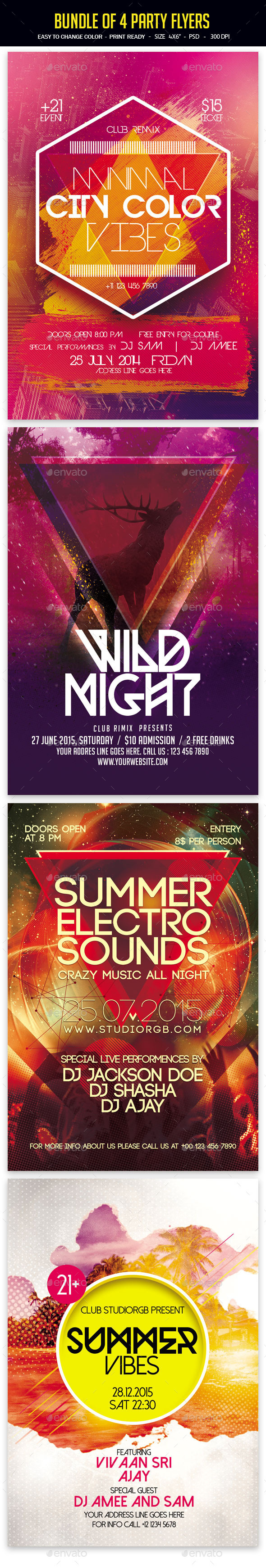 Bundle of 4 Party Flyers Bundle of 4 Party Flyers