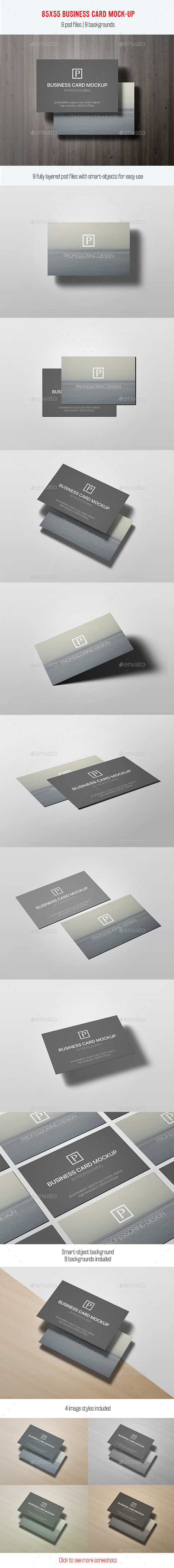 85x55 Business Card Mock-Up Vol. 2 - Business Cards Print