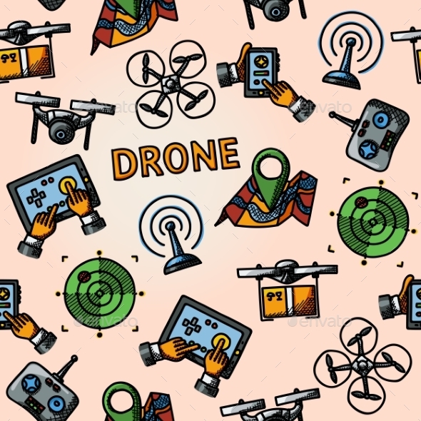 Freehand Drone Pattern - With Box, Top View - Patterns Decorative