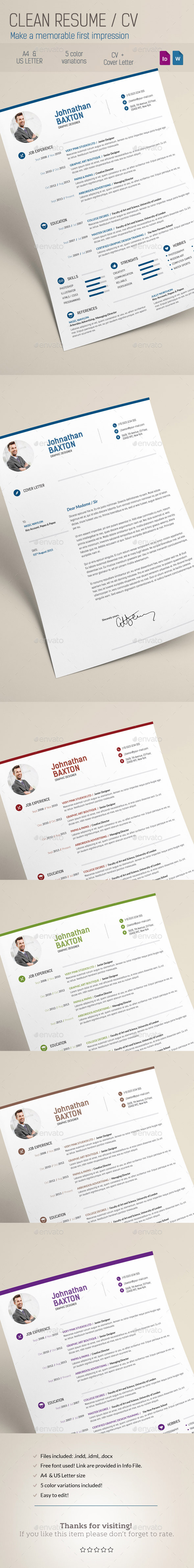 Clean Resume CV - Resumes Stationery