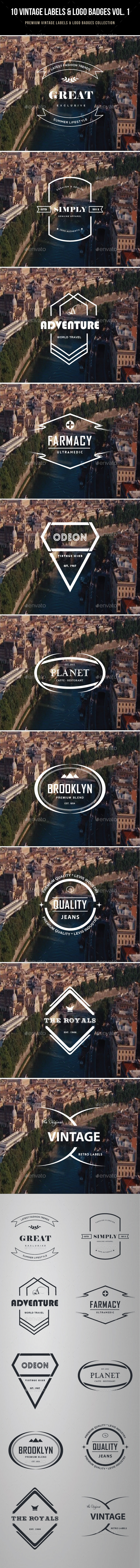 10 Vintage Labels & Logo Badges Vol. 1 - Badges & Stickers Web Elements