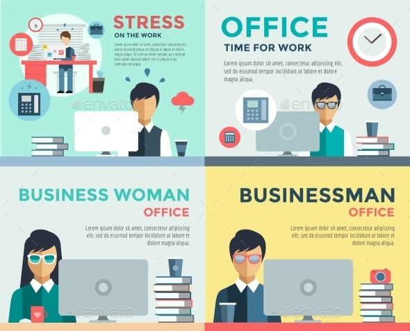 New Job Search And Stress Work Infographic - Concepts Business