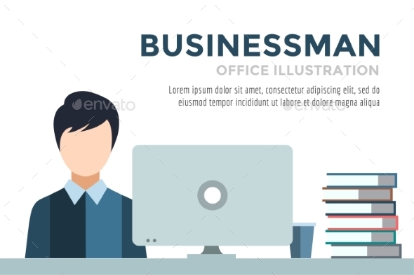 Businessman Silhouette. Business Man Work - People Characters