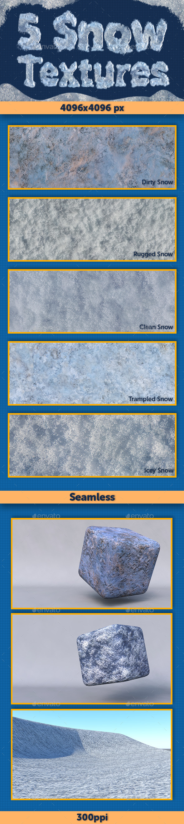 5 Snow Textures - 3Docean 12581821