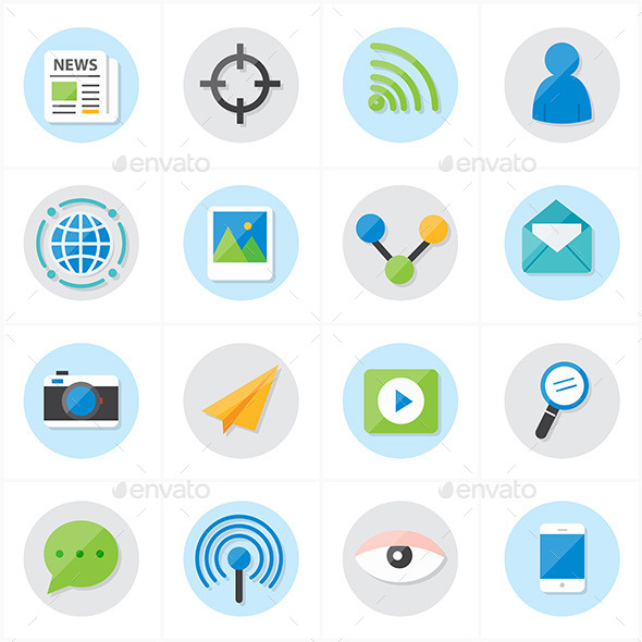 Flat Icons Communication and Web Icons Vector Illu Flat Icons Communication and Web Icons Vector Illu