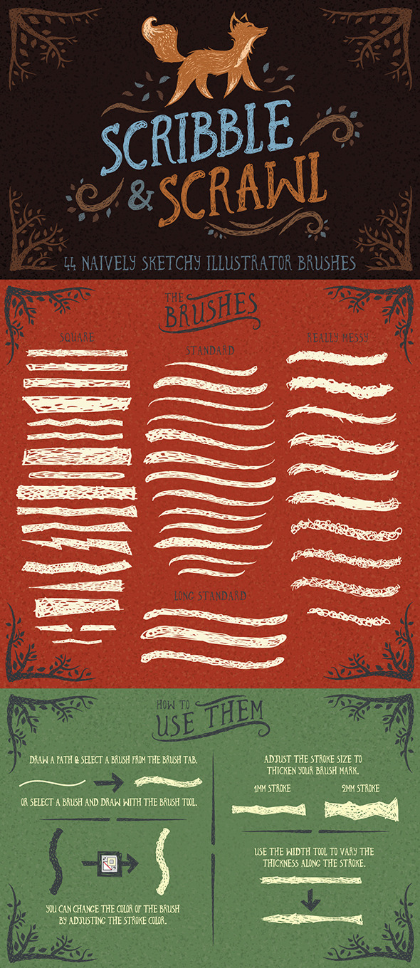 Scribble & Scrawl Brushes - Brushes Illustrator