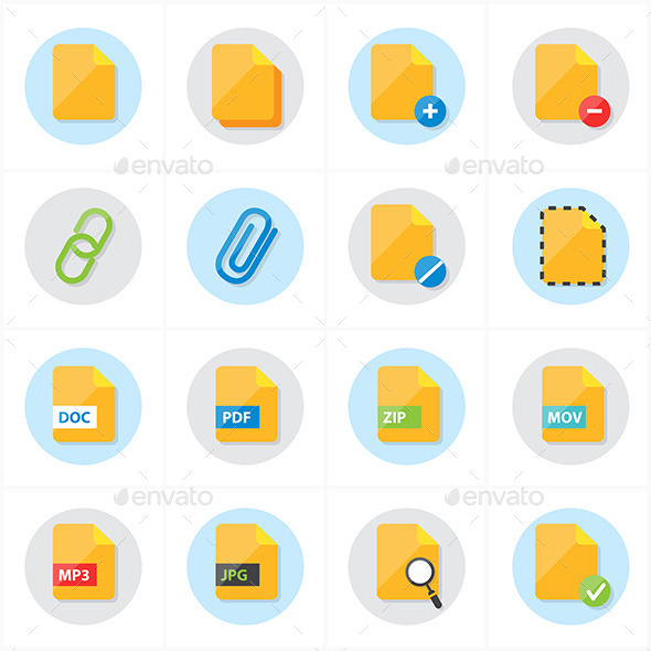 Flat Icons File Icons Vector Illustration Flat Icons File Icons Vector Illustration