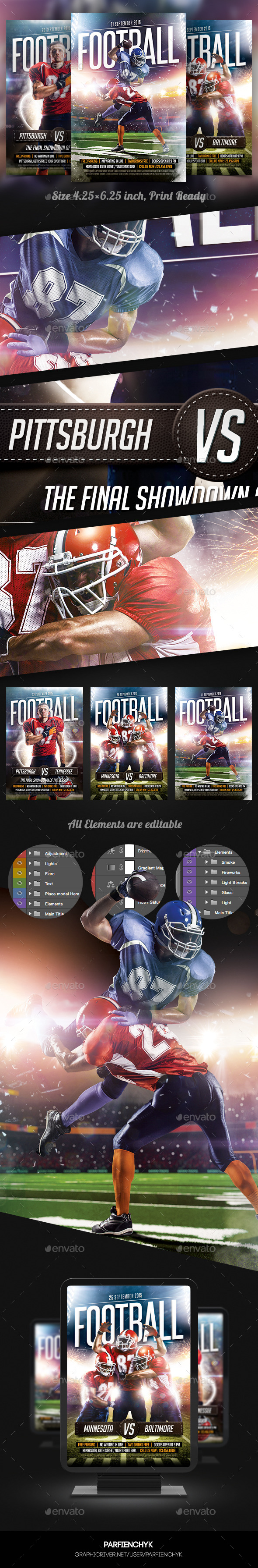 Footbal Game Flyers Bundle - Sports Events