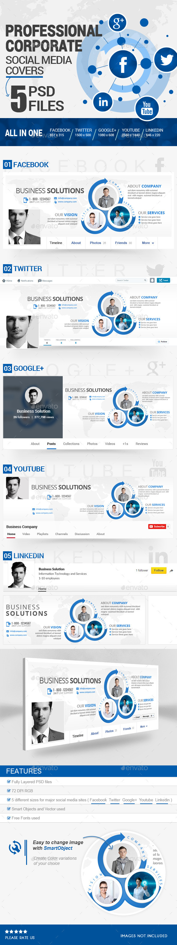 Social Media Covers Kit - Social Media Web Elements